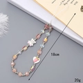 Cute pink beaded phone strap with bear pendant and crystal beads, 18cm long and 20g - Pink Carrot Heart Bear Style