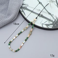 Handmade Chinese style beaded phone charm with malachite green stones and pearls - Shoushan Natural Stone (K3438)