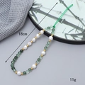Laccetto per cellulare fatto a mano con pietre naturali verdi e perline, 18cm, 11g - Stile Avventurina Verde Imitazione (K3440)