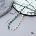Ciondolo per telefono in stile cinese con pietre verdi, perle e cinturino da 18cm - Stile Pietra Naturale Myanmar Imitazione (K3441)