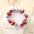 Elastic beaded sports bracelet with basketball football and baseball acrylic charms - Mixed Sports Ball Beaded Bracelet