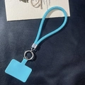 Sparkly blue glitter tube phone lanyard with silver metal ring and matching pad - Blue