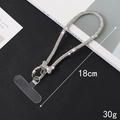 Lanière de téléphone en strass argentés avec boucle en métal et insert transparent - Pendentif à main (K3569) / Dragonne Nœud Strass Blanc