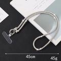 Chaîne de téléphone croisée en strass avec pendentif os et lanière en cristal argenté - Lanière de cou (K3570) / Lanière de Cou Nœud Strass Couleur AB