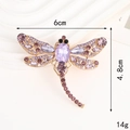 Detailed macro view of a 6cm purple dragonfly brooch with faceted crystal rhinestones - Purple Dragonfly (D2800)