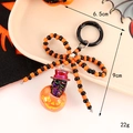 Halloween keychain with orange bow, skull in purple hat and pumpkin charm - Ghost with Hat
