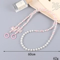 Barockperlen-Handykette mit rosa Schleifen und schillernden Perlen, 60 cm Umhängeband-Stil - Rosa (K234 Perle + Crackle Perle)