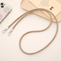 Close-up of brown woven denim strap with silver metal lobster clasps for bags or phones - Crossbody Chain / Brown Denim Crossbody Chain