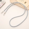 Detail of silver-blue glitter braided cord with dual rotating metal lobster clasps - Crossbody Chain / Light Blue Denim Crossbody Chain