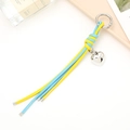 Porte-clés en cuir PU tressé jaune et bleu ciel avec pendentif en forme de cœur argenté - Porte-clés Tressé Nœud Diamant (K3914) / Bleu Lac et Jaune