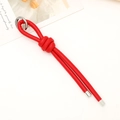 Red PU leather bow-knot keychain with a silver metal ring for keys or bags - Red