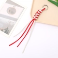 Porte-clés en cuir tressé rouge et blanc avec boucle à ressort en métal argenté robuste - Attache Tressée Nœud Diamant (K3941) / Blanc + Rouge