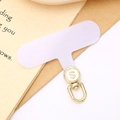 White tether tab with a golden 360-degree rotating swivel hook and dollar sign emblem - White (Gold Buckle)