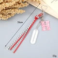 Close-up of a 26cm woven rope tassel keychain with letter H and pink marble stone pendant - Letter H (K4279)