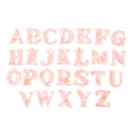 Macro view of 26 pink marble texture acrylic alphabet charms with integrated hanging holes - Set of 26 Alphabet Letters / Tan