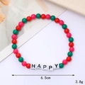 Colorful beaded Taylor friendship bracelet with HAPPY letter charms and elastic band - HAPPY Style (Red & Green)
