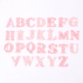 Flat lay of 26 light pink marble texture acrylic alphabet pendants for DIY crafts - Set of 26 Alphabet Letters / Pink