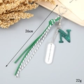 Detail showing the green braided rope keychain with letter N and French inscription - Letter N (K4285)