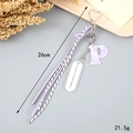 Braided rope keychain with marble letter P charm and heart-shaped metal lobster clasp - Letter P (K4287)