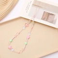 Correa de teléfono de cuentas acrílicas en tonos pastel con dijes de corazón y estrella - Rosa