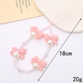 Rosa Schleifen und Perlen Handykette mit 18cm Länge und 20g leichtem Design - Rosa Schleife Perle Stil (K4461)