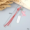 Handmade woven rope bag charm with pink marble letter pendant and heart metal clasp - Letter X (K4295)