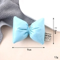 Light blue padded leather bow accessory with decorative fabric label for bags and shoes - Sky Blue