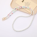 Cordino per cellulare con perline colorate a forma di smile e ganci dorati eleganti - Bianco