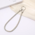 Luxury rhinestone phone chain with AB crystal gems and silver metal ring connector - AB Color