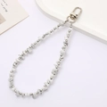 Natural white marble stone beaded phone strap with silver beads and lobster clasp - White Turquoise Chips Charm