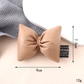 Beige padded faux leather bow charm with fabric label for bags and shoes accessories - Khaki