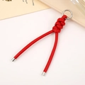 Pendentif porte-clés en cuir tressé rouge avec anneau à ressort argenté pour sacs et clés - Rouge