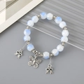 Elegant gradient blue and white moonstone bead bracelet with silver butterfly charms - Butterfly Crackle Bead Blue (K3335)