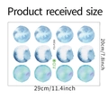 Detail view of 12 blue watercolor dot wall stickers showing dimensions 29x20cm and textures - 20*29CM