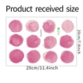 Detailed size chart showing 29cm x 20cm sheet with 12 rose pink watercolor dot wall stickers - 20*29CM