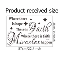 Detailliertes Produktlayout für Miracles Wandaufkleber, Maße 57cm x 38cm in schwarzer Schrift - 38*57CM
