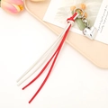 Porte-clés tendance en cuir tressé rouge et blanc avec pendentif cœur en argent et fermoir - Attache Tressée Cœur (K3933) / Blanc + Rouge