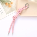 Porte-clés en cuir tressé rose avec anneau en argent et design à nœuds épuré - Attache PU Double Nœud (K4149) / Rose