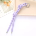 Porte-clés en cuir tressé lavande avec boucle argentée pour sacs à main - Attache PU Double Nœud (K4154) / Violet