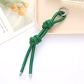 Porte-clés minimaliste en cuir tressé vert avec anneau ressort et embouts en métal - Attache PU Double Nœud (K4158) / Vert