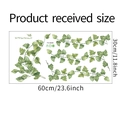Gedetailleerde 60x30cm lay-out van klimop muurstickers met realistische aquarel bladtexturen - Aquarel Groene Bladeren Wijnstok Stijl (FX-B295)