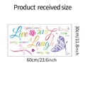 Colorful Live Laugh Love wall sticker with purple butterflies and pink floral patterns - Inspirational Floral Style (FX-A241)