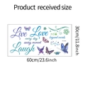 Live Laugh Love butterfly wall sticker variant, 60x30cm size layout in watercolor style - Colorful Butterfly Style (FX-A242)