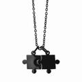 Passende schwarze Puzzle-Anhänger-Halsketten für Paare aus poliertem Titanstahl-Metall - Ankerkette 3.0*60cm / Schwarz