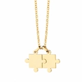 Zweiteiliges Puzzle-Halsketten-Set in Goldoptik mit polierter Oberfläche für Partner - Ankerkette 3.0*60cm / Gold