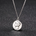 Vintage Silbermünzen Anhänger Halskette mit Merkur-Relief und feiner Gliederkette Damen - Venezianerkette / Silber