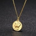 Antike 18K Goldmünzen-Halskette mit Amor-Göttinnen-Büste auf schwarzem Hintergrund - Venezianerkette / Gold