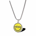 Silberne Schlangenkette mit gelbem Smiley-Anhänger und einzigartigen NN-Buchstaben - Silberhalskette (Lang)