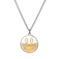 Collier avec pendentif smiley tête de mort pop art en acier titane argenté et doré - Longueur de la chaîne 60cm / Or & Argent