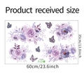 Detailansicht der lila Blumen-Wandtattoos mit Rosen und Schmetterlingen, Größe 60x35 cm - 35*60cm